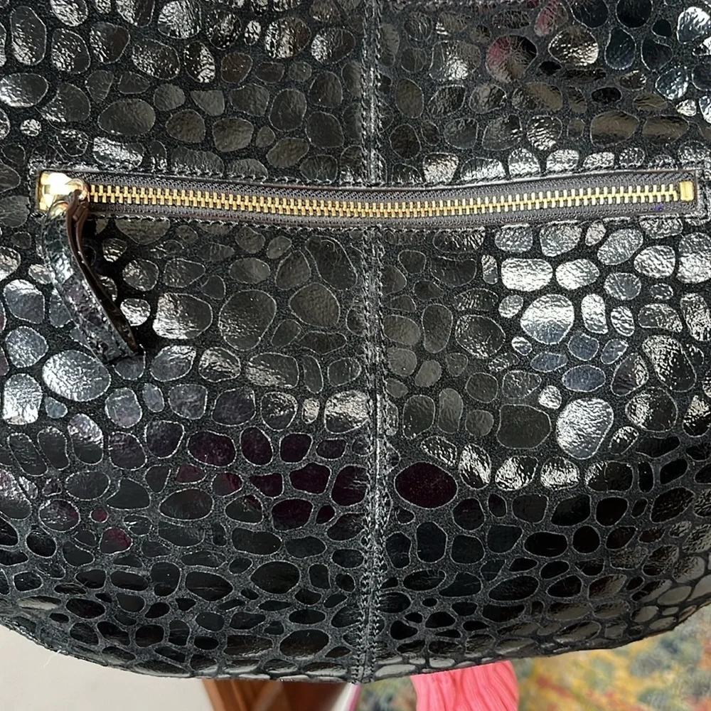 Antonio Melani Hobo/ shoulder bag Suede /patent leather Black stone pattern NWOT